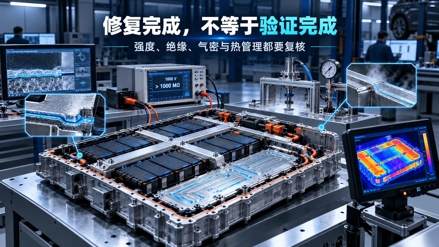 动力电池维修后结构强度绝缘气密和热管理验证