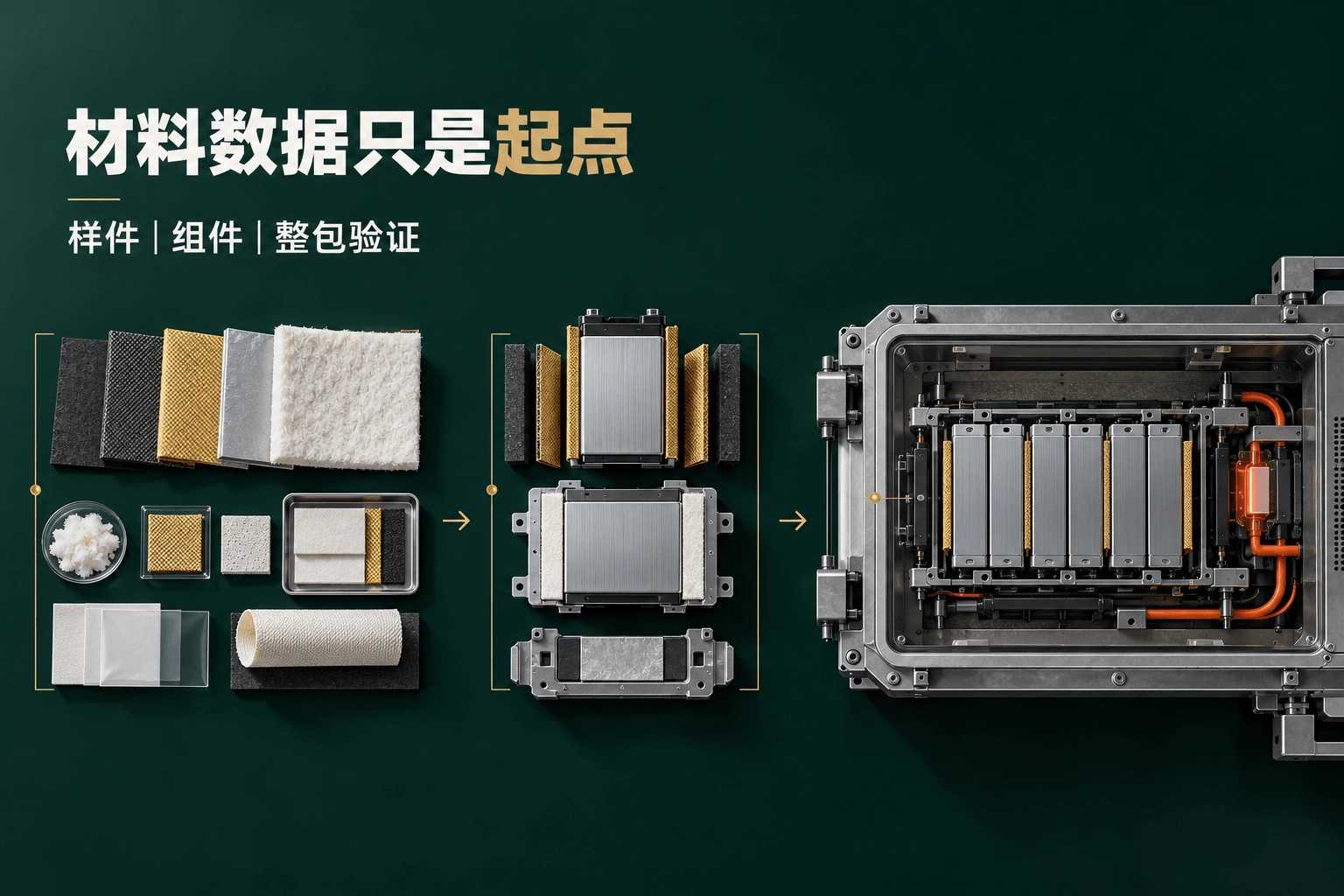 动力电池热失控材料样件组件整包验证路径。