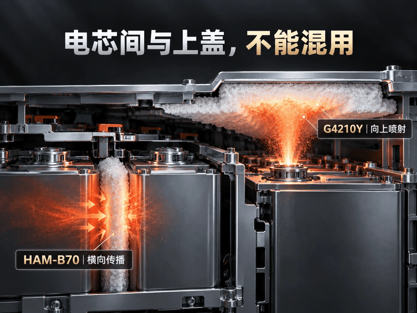 HAM-B70电芯间隔热与G4210Y PACK上盖防护位置对比